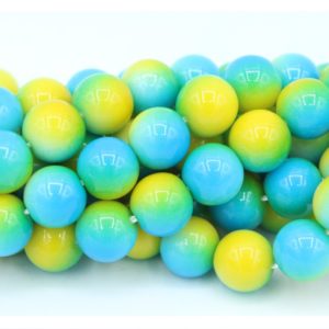 8mm Filler Bead - Blue / Yellow / Green - 40cm Strand