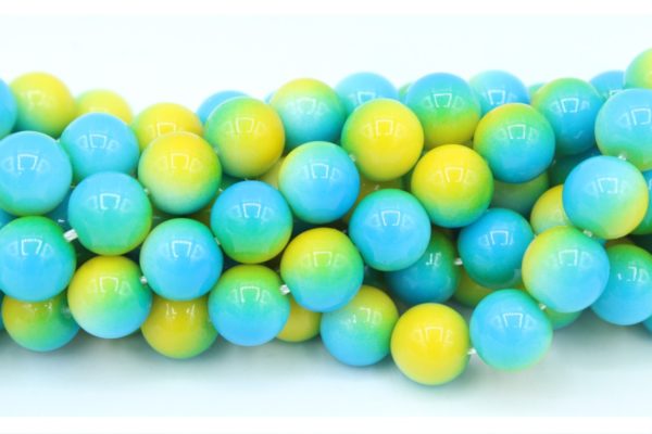 8mm Filler Bead - Blue / Yellow / Green - 40cm Strand