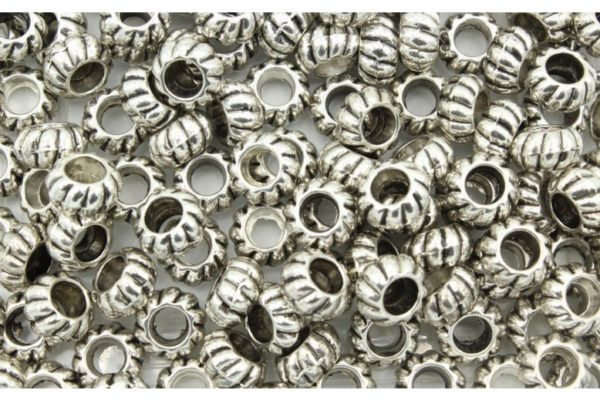 Pumpkin Spacer - 10 x 6mm - Antique Silver