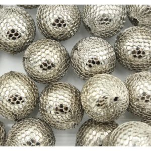 Mesh Bead - 16mm - Antique Silver