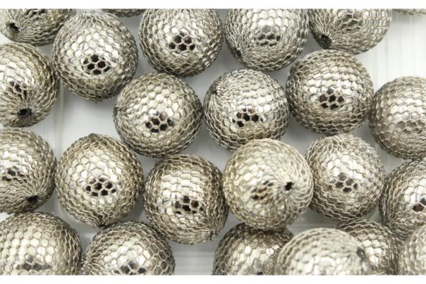 Mesh Bead - 16mm - Antique Silver