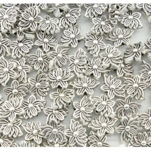 Flower Bead - 12 x 8mm - Antique Silver