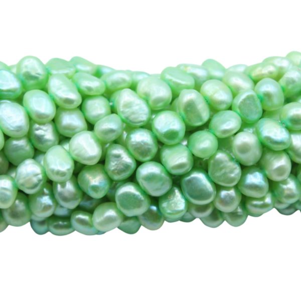 Freshwater Pearl - Dime - 4 - 5mm - 37cm Strand - Green