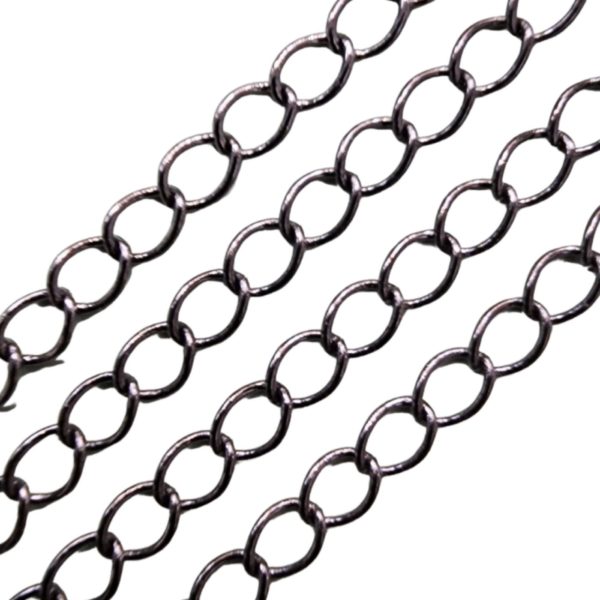 Chain - Copper - 4 x 3mm - Oval - Antique Silver - Price per cm