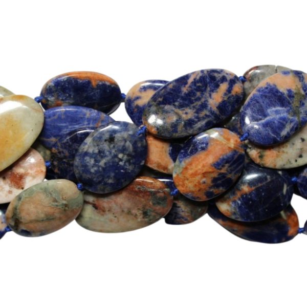 Orange Sodalite - 30mm - Flat Oval - 40cm Strand