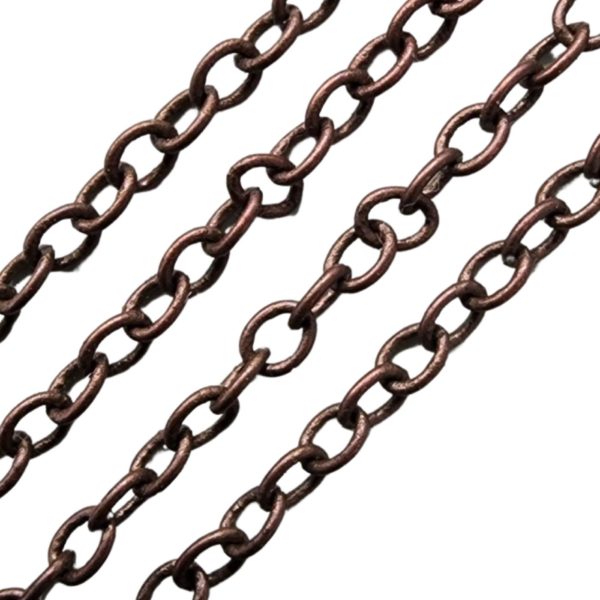 Chain - 2mm - Oval - Red Copper - Price per cm