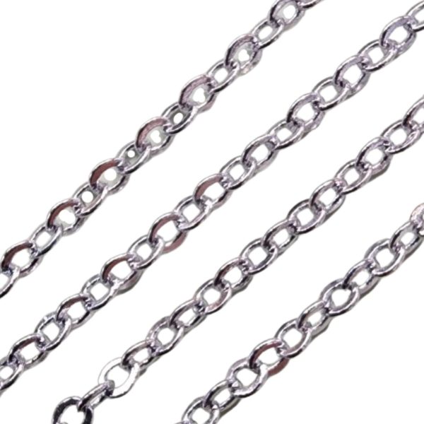 Chain - Brass - 2mm - Oval - Silver - Price per cm