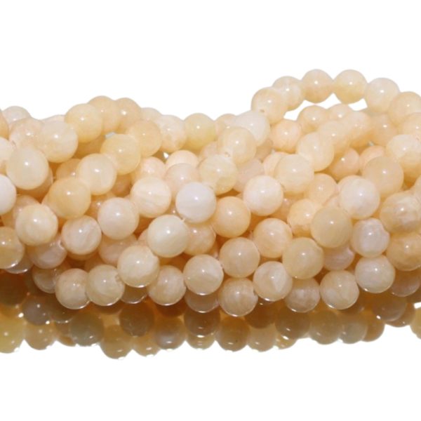 Beige Jade - 8mm Round - 39cm Strand