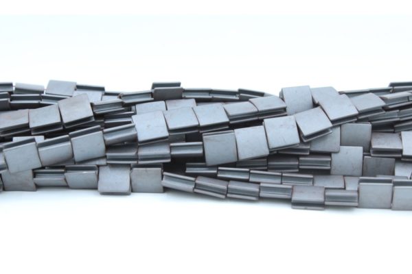 Hematite - Flat Tile - 8mm - 39cm Strand - Matte