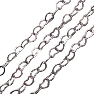 Chain - Copper - 4mm - Heart - Antique Silver - Price per cm