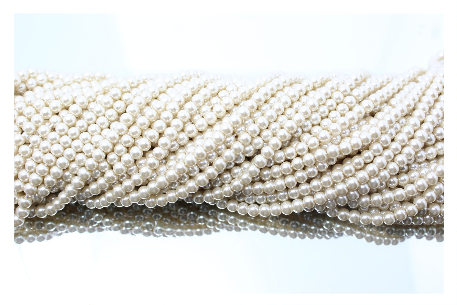 6mm Glass Pearls Champagne 40cm Strand Bead Trimming And Craft Co 4271
