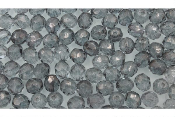 8mm - Czech Fire Polished - Faceted - Grey