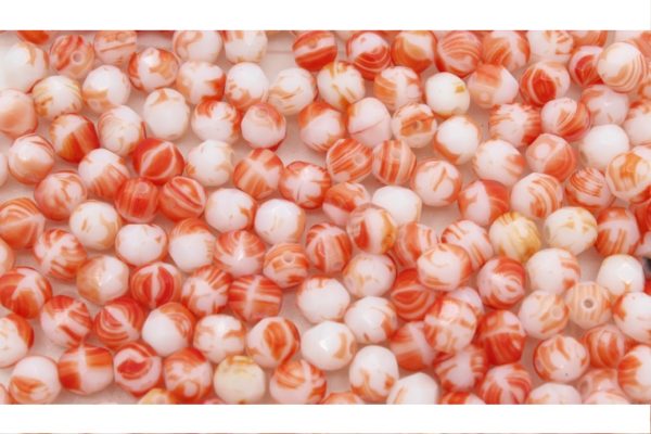 4mm - Czech Fire Polished - Faceted - Strawberry Cream