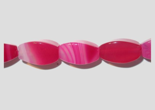 Agate - Pink - 16 x 9mm Fac Oval - 39cm Strand