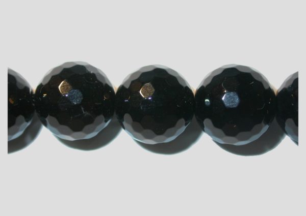 Black Onyx - Faceted World Bead - 12mm - 19cm Strand