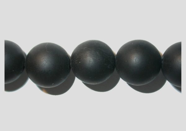 Black Stone - Round - 12mm - 19cm Strand