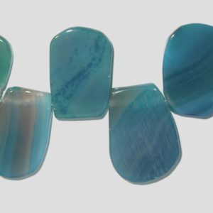 Agate Slab - 30 x 20mm - 20cm Strand - Blue