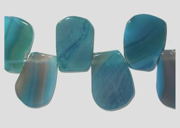 Agate Slab - 30 x 20mm - 20cm Strand - Blue