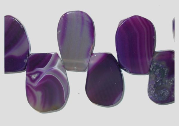 Agate Slab - 30 x 20mm - 20cm Strand - Purple