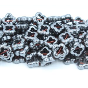 Hematite - Hollow Flower - 12mm - 40cm Strand