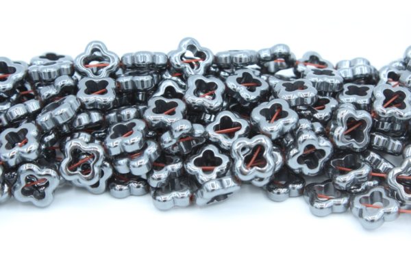 Hematite - Hollow Flower - 12mm - 40cm Strand