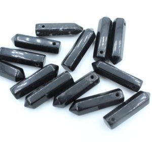 Black Agate Pencil Pendant - 30 x 10mm