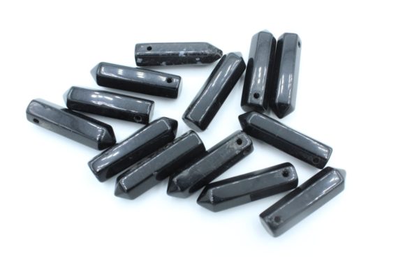 Black Agate Pencil Pendant - 30 x 10mm