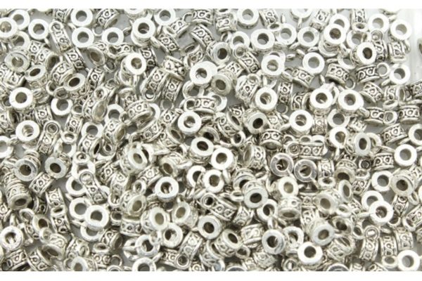 Spacer Bead / Loop - 5 x 3mm - Large Hole - Antique Silver