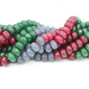 Jade - Faceted Rondelle - Mix Colour Dyed - 8mm - 38cm Strand