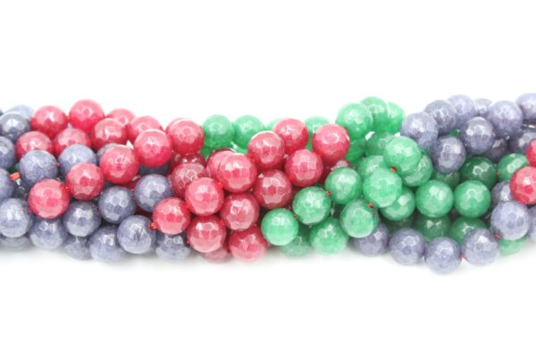 Jade - 4mm Faceted A - Mix Colour Dyed - 38cm Strand