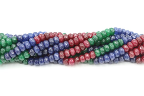 Jade - Fac Rondelle - Mix Colour Dyed - 6mm -38cm Strand