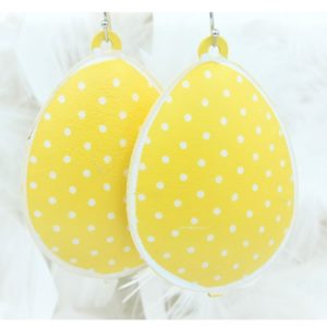 Easter Egg Earrings - Spotty Yellow - 60mm