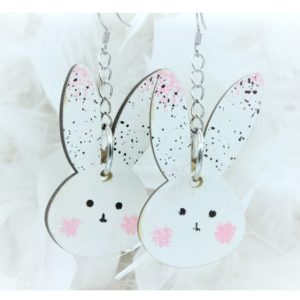 Easter Bunny Earrings - White - 50mm