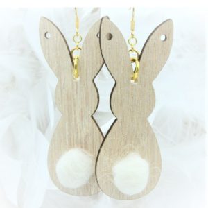 Easter Bunny With Tail Earrings - 80mm