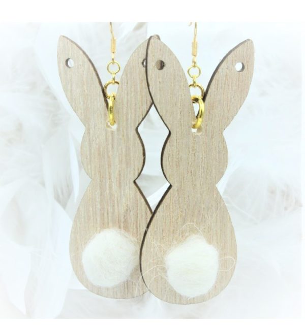Easter Bunny With Tail Earrings - 80mm