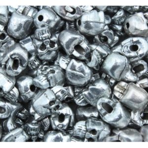 Skull Bead - 12 x 8mm - Antique Silver