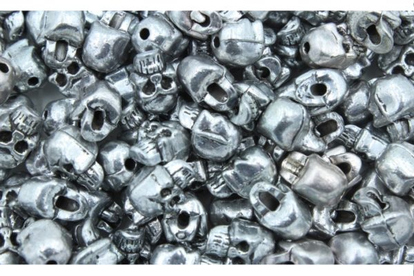 Skull Bead - 12 x 8mm - Antique Silver