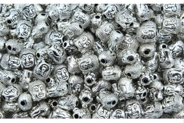 Budha Bead - 8 x 6mm - Antique Silver