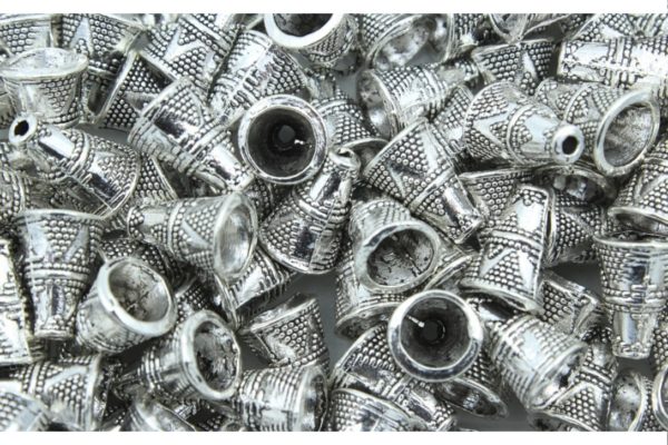 Cone Bead - 12 x 8mm - Antique Silver