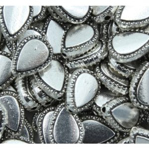 Flat Drop - 12 x 10mm - Antique Silver