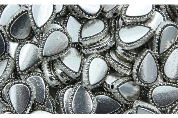 Flat Drop - 12 x 10mm - Antique Silver