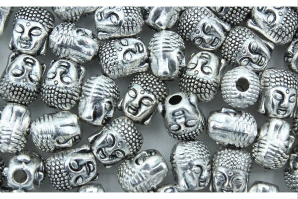 Budha Bead - 10 x 8mm - Antique Silver