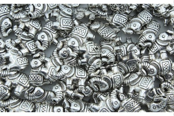 Elephant Bead - 13 x 9mm - Antique Silver