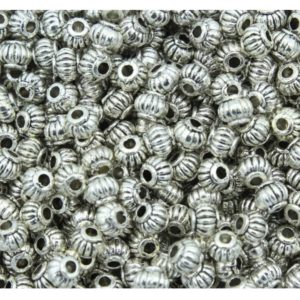 Lantern Bead - 4mm - Antique Silver