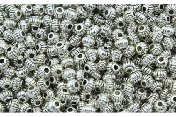 Lantern Bead - 4mm - Antique Silver