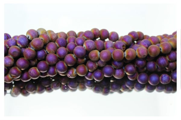 Druzy Crystal - 8mm Round - Purple Petrol - 37cm Strand