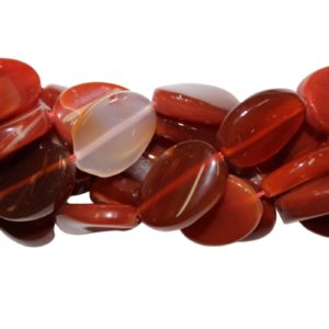 Red Agate - Oval - Flat Twist - 20 x 15mm - 40cm Strand