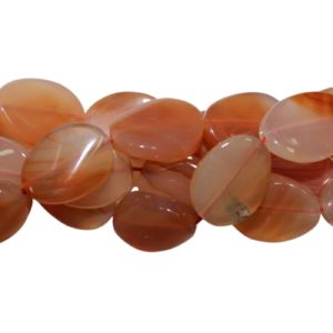 Red Line Agate - Oval - Flat Twist - 20 x 15mm - 40cm Strand