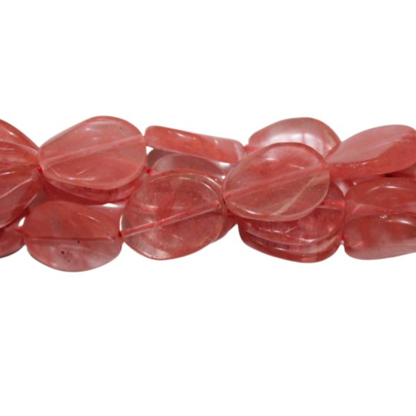 Cherry Quartz - Oval - Flat Twist - 20 x 15mm - 40cm Strand