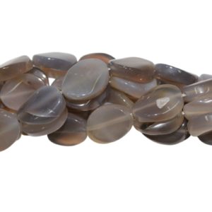 Grey Agate - Oval - Flat Twist - 20 x 15mm - 40cm Strand